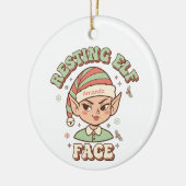 Resting Elf Face Funny Christmas Ornament (Links)