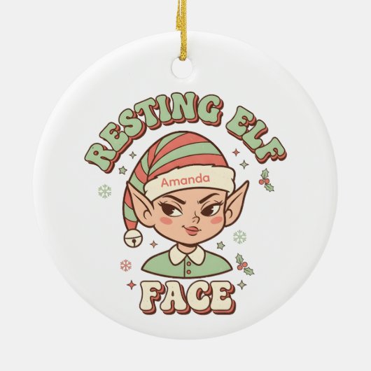 Resting Elf Face Funny Christmas Ornament (Hinten)