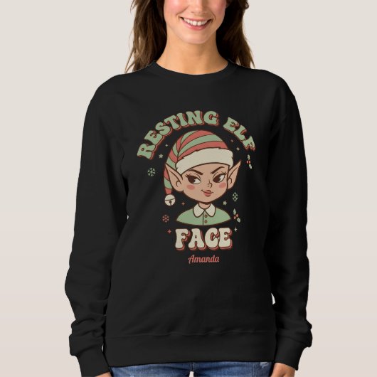 Resting Elf Face Funny Christmas Sweatshirt (Vorderseite)