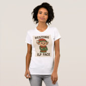 Resting Elf Face – Grumpy Holiday Mood T-Shirt (Vorne ganz)