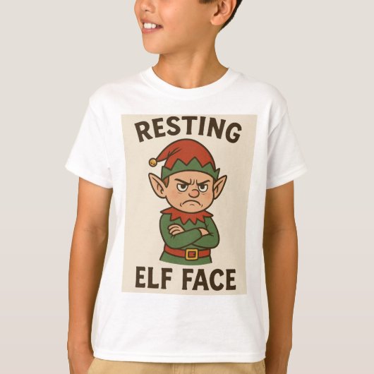 Resting Elf Face – Grumpy Holiday Mood T-Shirt (Vorderseite)