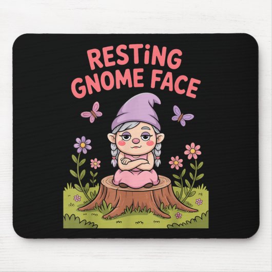 Resting Gnome Face Cute Funny Christmas Kawaii Car Mousepad (Vorne)