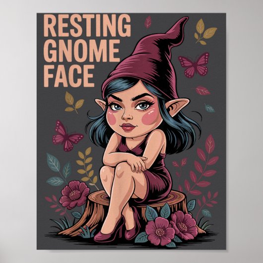 Resting Gnome Face Cute Funny Christmas Kawaii Car Poster (Vorne)