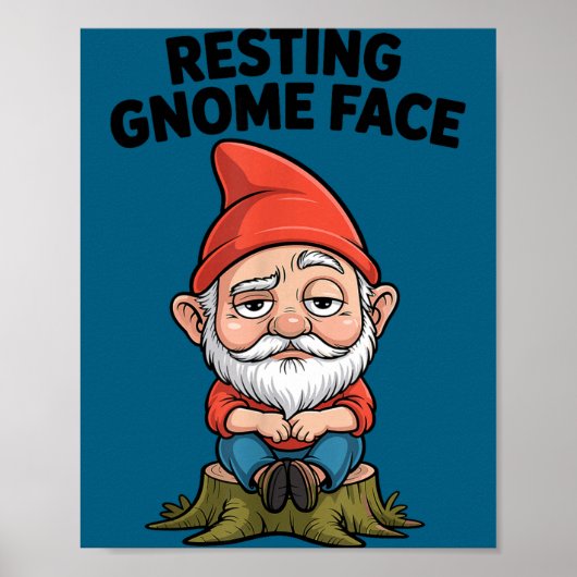 Resting Gnome Face Cute Funny Christmas Kawaii Car Poster (Vorne)