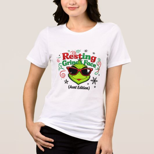 Resting Grinch Face Aunt Edition – Funny Sarcastic Tri-Blend Shirt (Vorderseite)