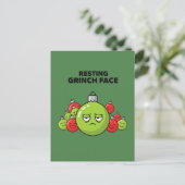 Resting Grinch Face Christmas Ornament Postkarte (Stehend Vorderseite)