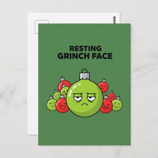 Resting Grinch Face Christmas Ornament Postkarte (Vorne/Hinten)