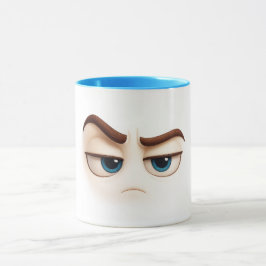 Resting grump face – blue eyed annoyed emoji tasse