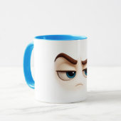 Resting grump face – blue eyed annoyed emoji tasse (Vorderseite Links)