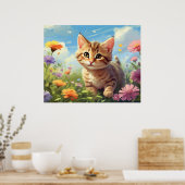*~* Resting Kitty Blume 5:4 Kitten Cat AP68 Poster (Küche)
