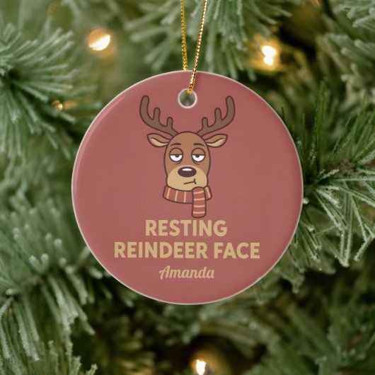 Resting Reindeer Face Funny Christmas Ornament (Baum)