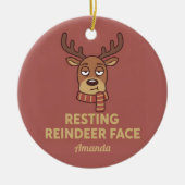 Resting Reindeer Face Funny Christmas Ornament (Vorne)