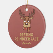 Resting Reindeer Face Funny Christmas Ornament (Links)