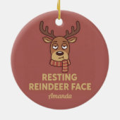 Resting Reindeer Face Funny Christmas Ornament (Hinten)
