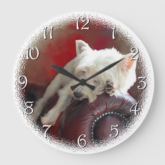 Resting Westie Große Wanduhr (Vorderseite)
