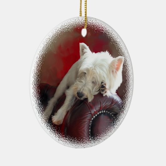Resting Westie Keramikornament (Rechts)