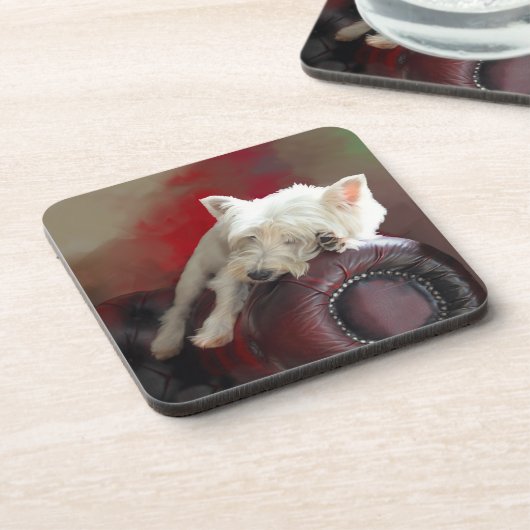 Resting Westie Untersetzer (Linke Seite)