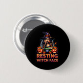 Resting Witch Face Funny Sarcastic Halloween Rude  Button (Vorne & Hinten)