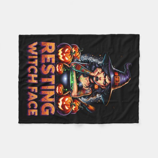 Resting Witch Face Funny Sarcastic Halloween Rude  Fleecedecke (Vorderseite (Horizontal))