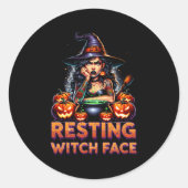 Resting Witch Face Funny Sarcastic Halloween Rude  Runder Aufkleber (Vorderseite)