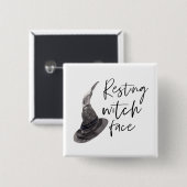 Resting Witch Face Happy Halloween | Wird Button (Vorne & Hinten)
