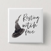 Resting Witch Face Happy Halloween | Wird Button (Vorderseite)