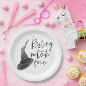 Resting Witch Face Happy Halloween | Wird Pappteller (Party)