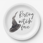 Resting Witch Face Happy Halloween | Wird Pappteller (Vorderseite)
