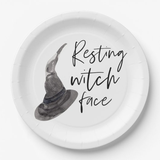 Resting Witch Face Happy Halloween | Wird Pappteller (Vorderseite)