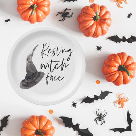 Resting Witch Face Happy Halloween | Wird Pappteller