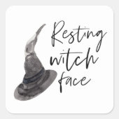 Resting Witch Face Happy Halloween | Wird Quadratischer Aufkleber (Vorderseite)