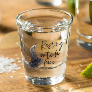 Resting Witch Face Happy Halloween Wird Schnapsglas