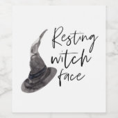 Resting Witch Face Happy Halloween | Wird Weinetikett (Einzelnes Label)
