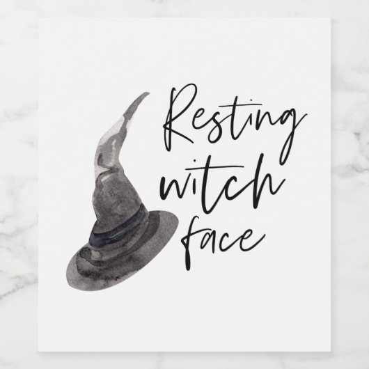 Resting Witch Face Happy Halloween | Wird Weinetikett (Einzelnes Label)