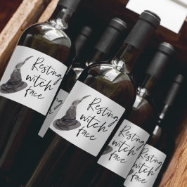 Resting Witch Face Happy Halloween | Wird Weinetikett