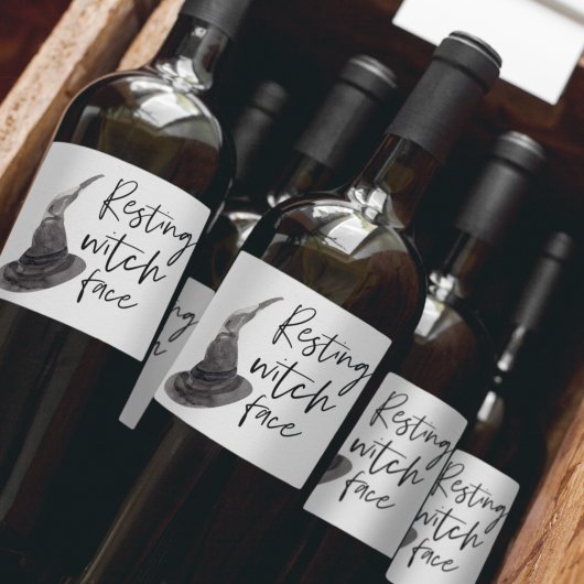 Resting Witch Face Happy Halloween | Wird Weinetikett