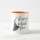 Resting Witch Face Happy Halloween | Wird Zweifarbige Tasse (Mittel)