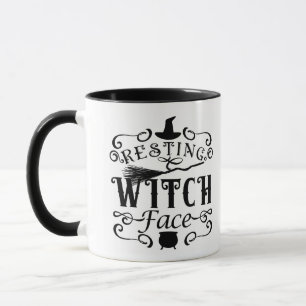 RESTING WITCH FACE Vintag Type Graphic Halloween Tasse