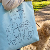Resting with my dog tote bag self-care ice blue tasche