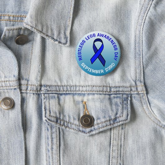 Restless Legs Awareness Day Blue Ribbon Button (Beispiel)