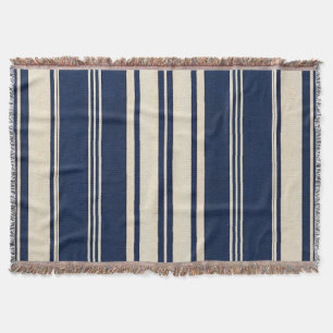 Restoration Elfenbein Navy Blau Vintage Webemuster Decke