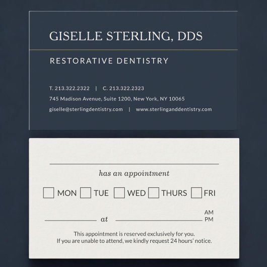 Restorative Dentistry Office Appointment Reminder Visitenkarte