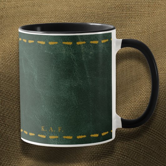 Restorative Forest Green Stitched Leather-Look Tasse