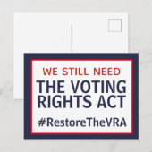Restore the Voting Rights Act Postcard Postkarte (Vorne/Hinten)