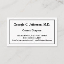 Restraining General Surgeon Business Card