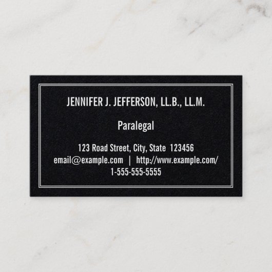 Restraining Paralegal Business Card Visitenkarte (Vorderseite)