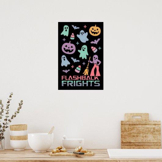 Restro Halloween Muster | 80er Poster (Küche)