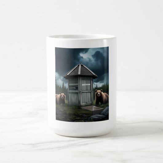 Restroom - Bear Outhouse Camping Kaffeetasse (Mittel)