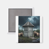 Restroom - Bear Outhouse Camping Magnet (Vorderseite/Rückseite)