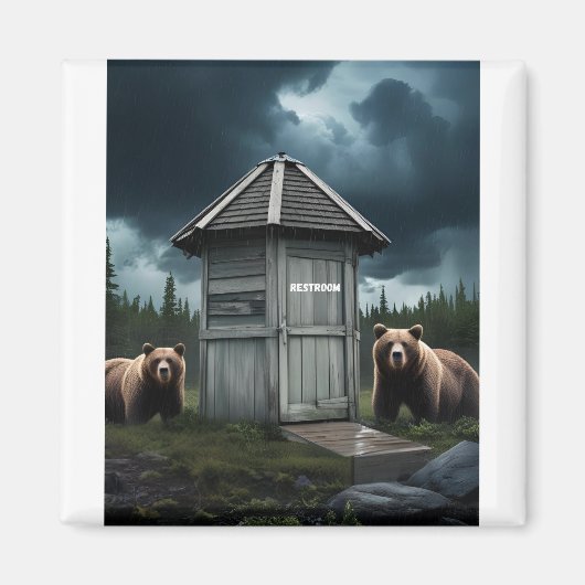 Restroom - Bear Outhouse Camping Magnet (Vorne)